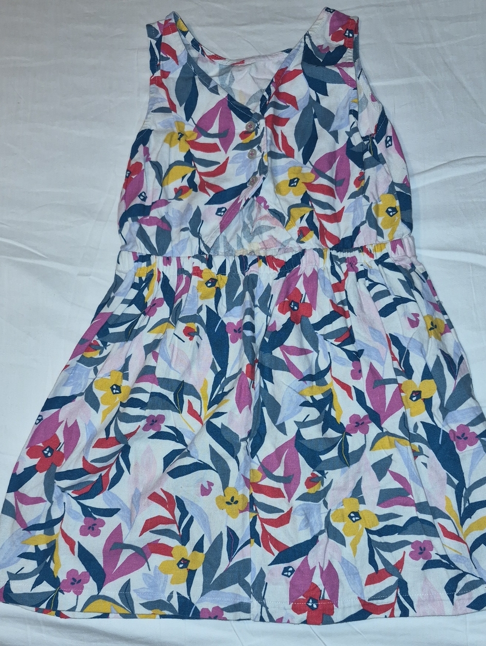 Carter's Floral Sleeveless Cotton Dress in Pink, Yellow & Navy